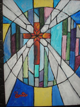 Load image into Gallery viewer, Stained Glass Painting of Cross